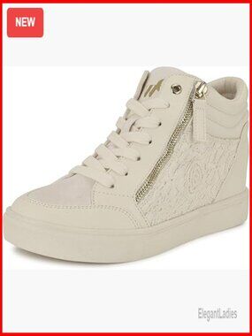 Fashion Sneakers with Hidden Wedge, Exposed Zipper, 2.17 Inch Heel